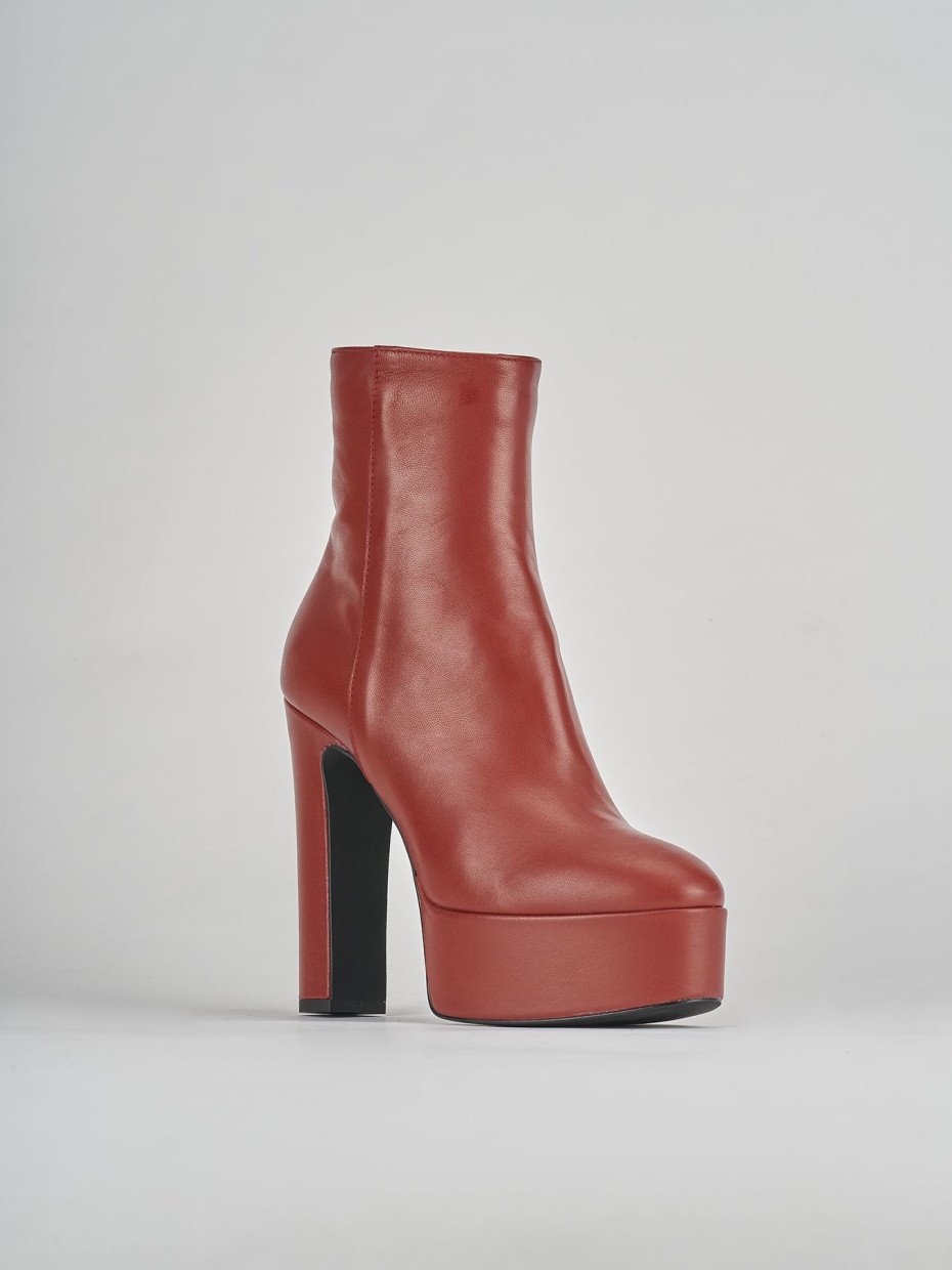 High heel ankle boots heel 13 cm orange leather