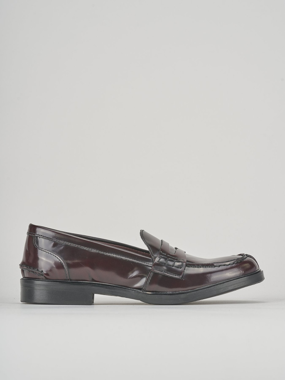Mocasines tacón 3 cm burdeos cuero