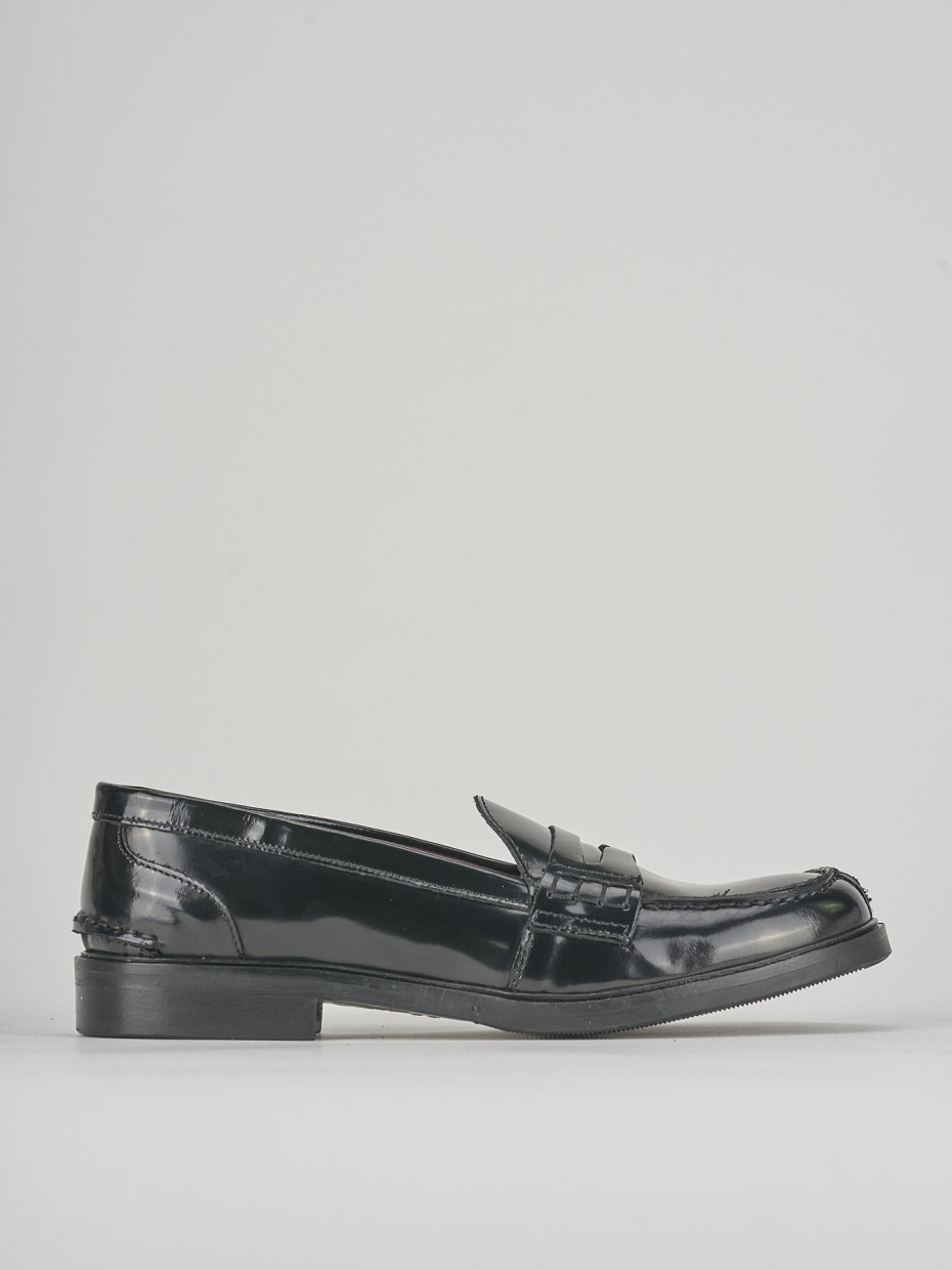 Mocasines tacón 3 cm negro cuero