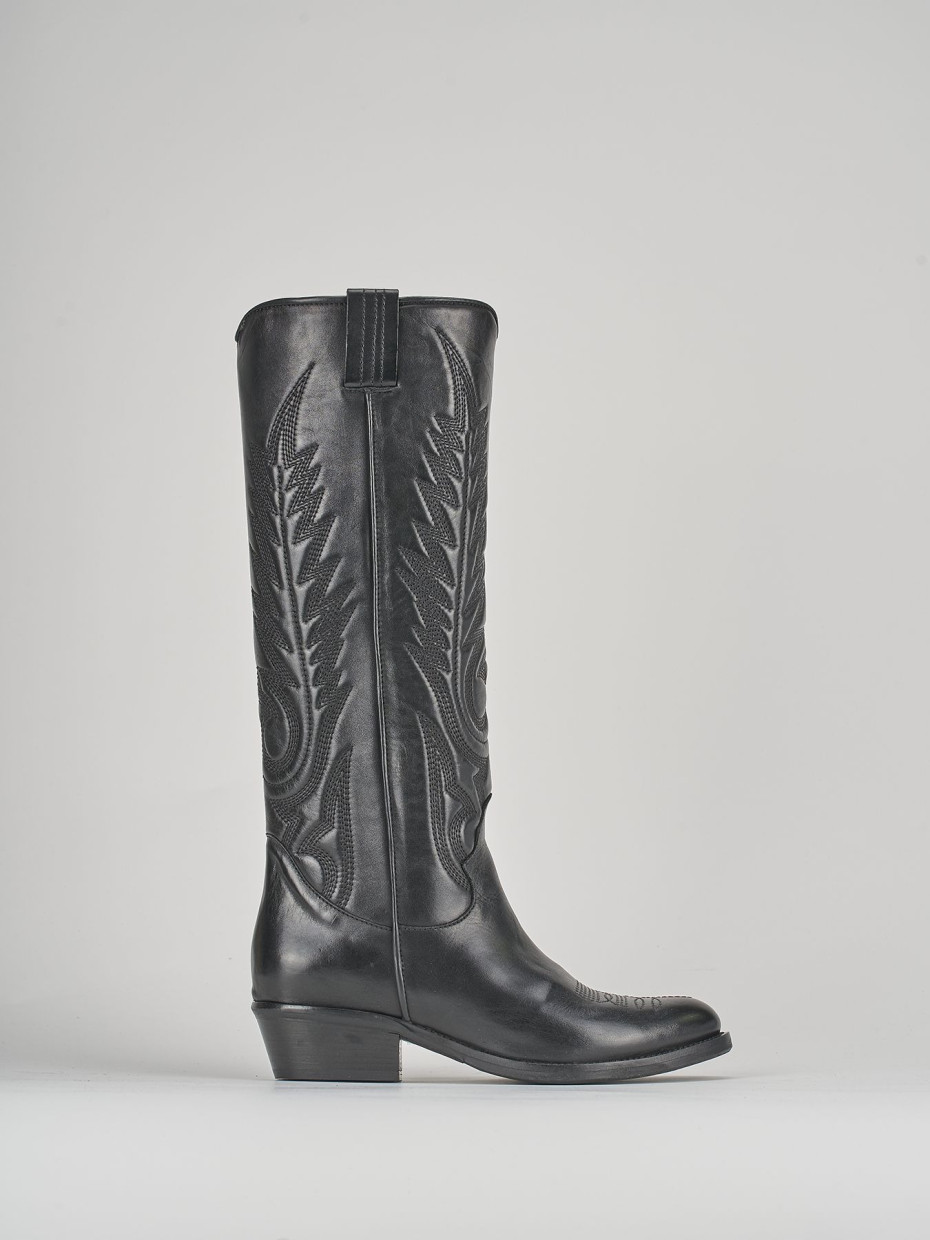 Stivali tacco 4cm pelle nero