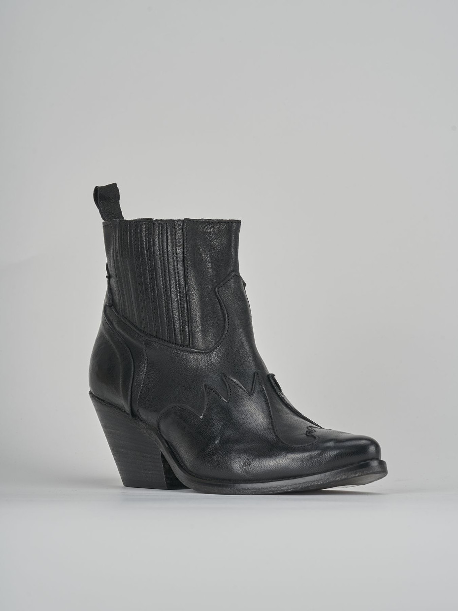 Botines de tacón alto tacón 7 cm negro cuero