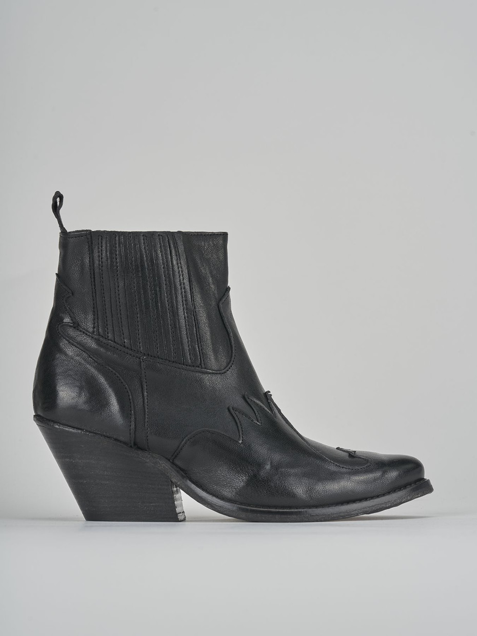 Botines de tacón alto tacón 7 cm negro cuero