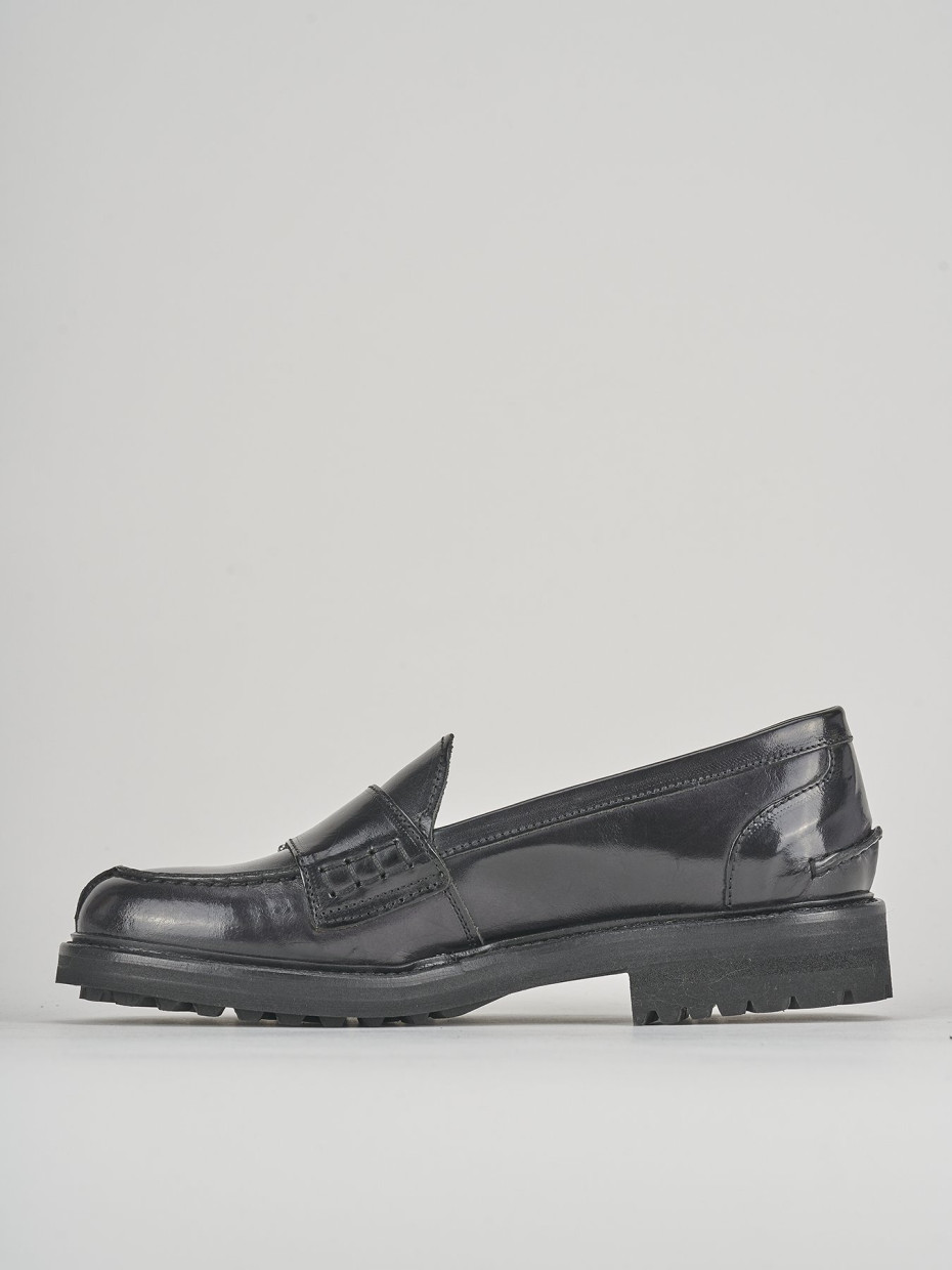 Mocasines tacón 3 cm negro cuero