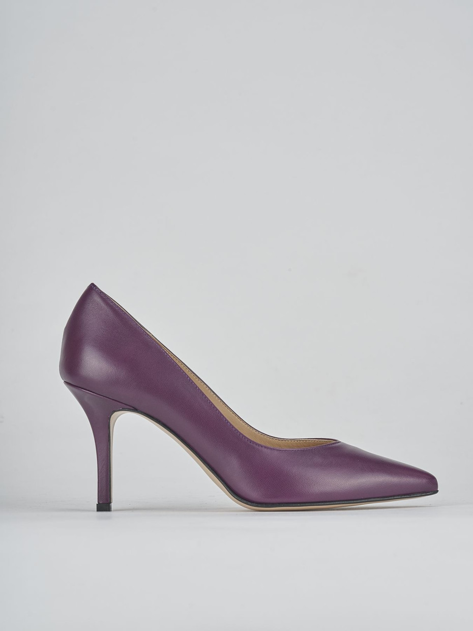 Zapatos de salón tacón 7 cm morado cuero