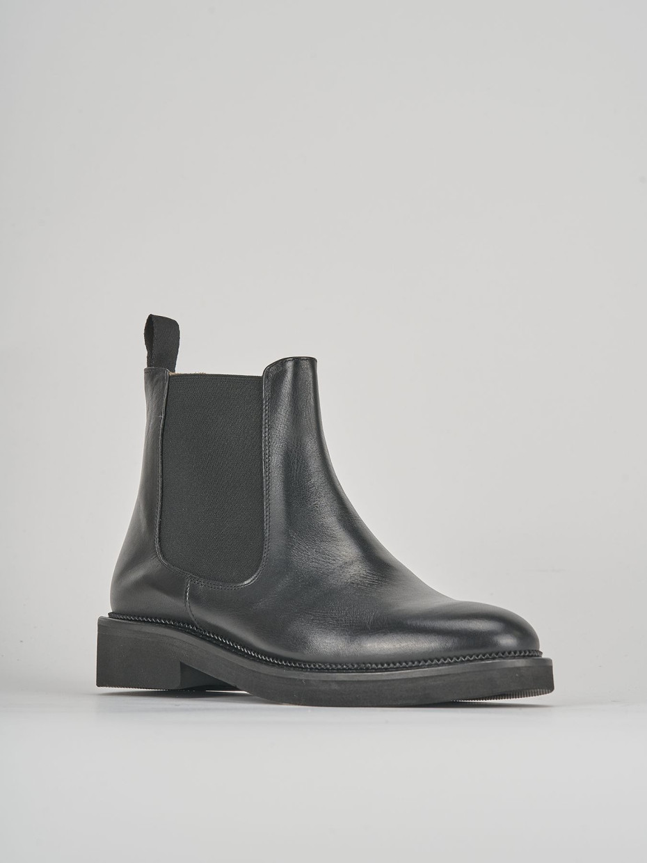Botines de tacón bajo tacón 2 cm negro cuero