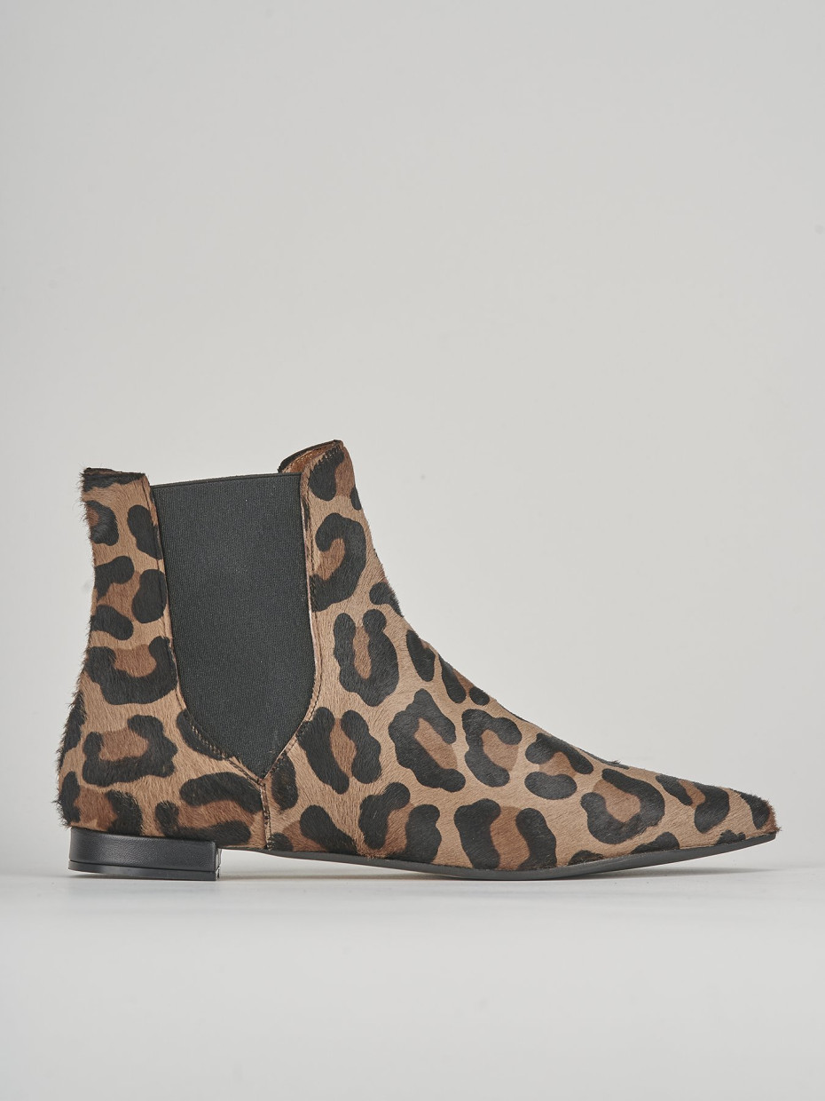 Botines de tacón bajo tacón 2 cm multicolor cuero de vaca con pelo