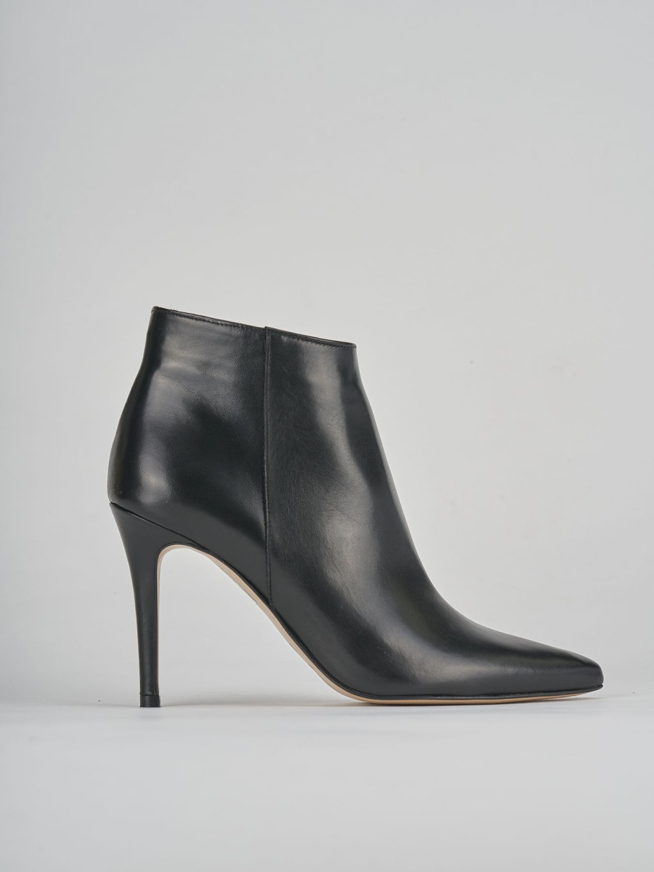 Botines de tacón alto tacón 9 cm negro cuero