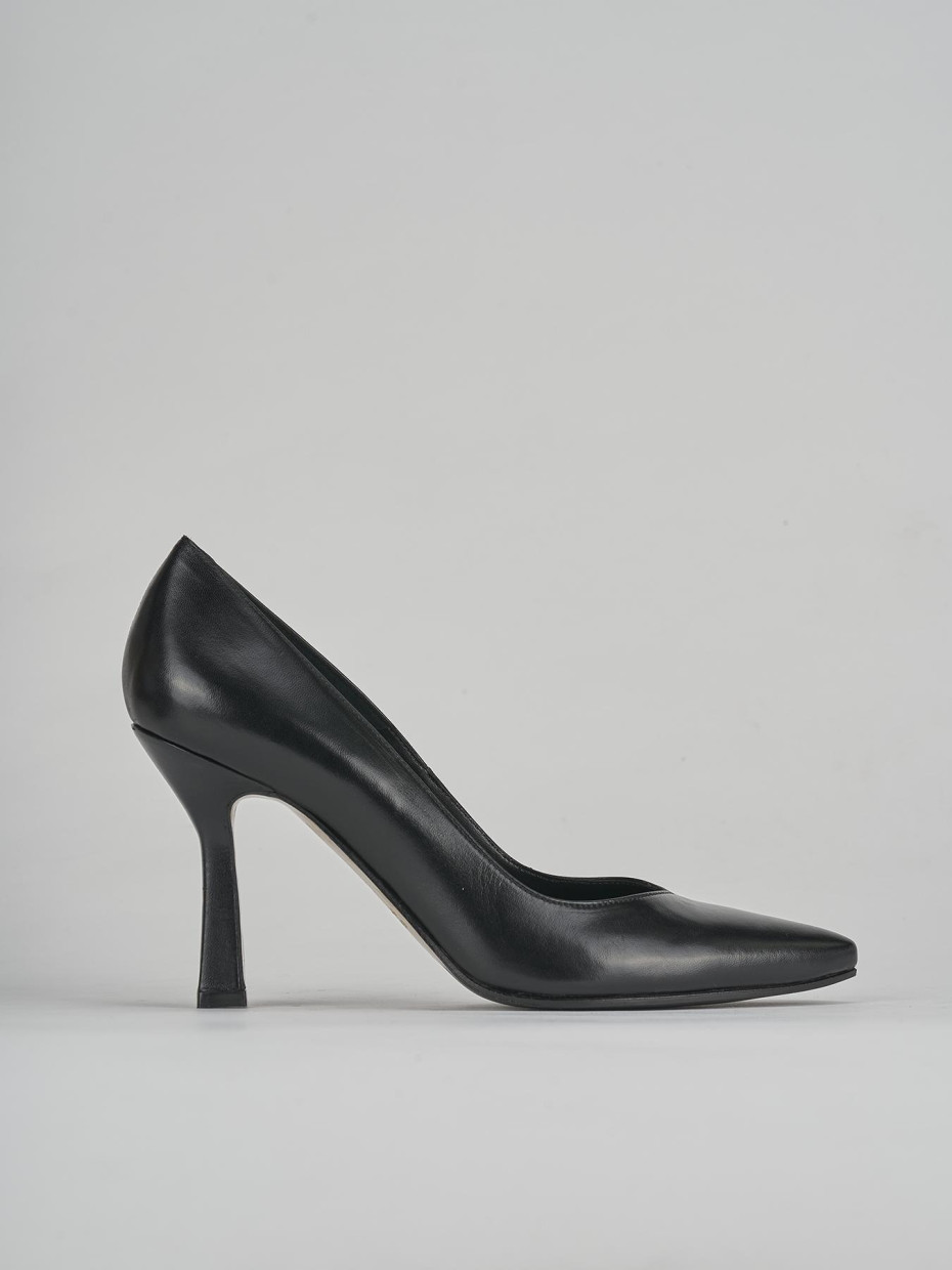 Zapatos de salón tacón 10 cm negro cuero
