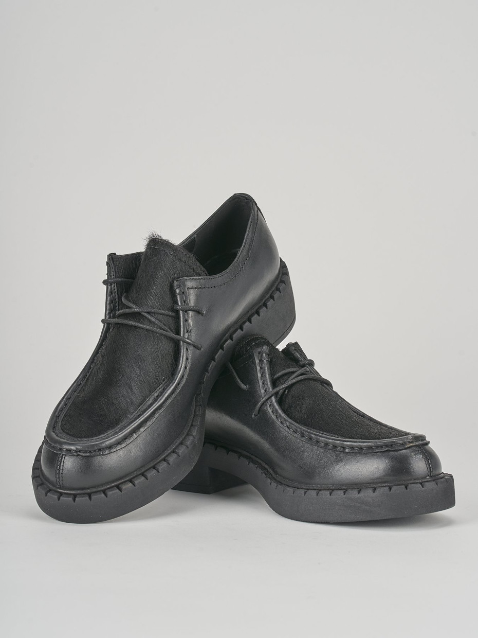Stringate tacco 3cm pelle nero