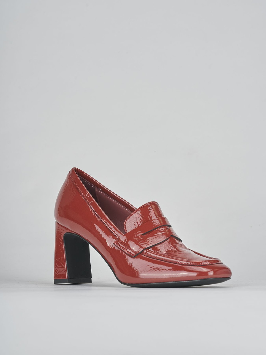 Mocasines tacón 6 cm rojo cuero