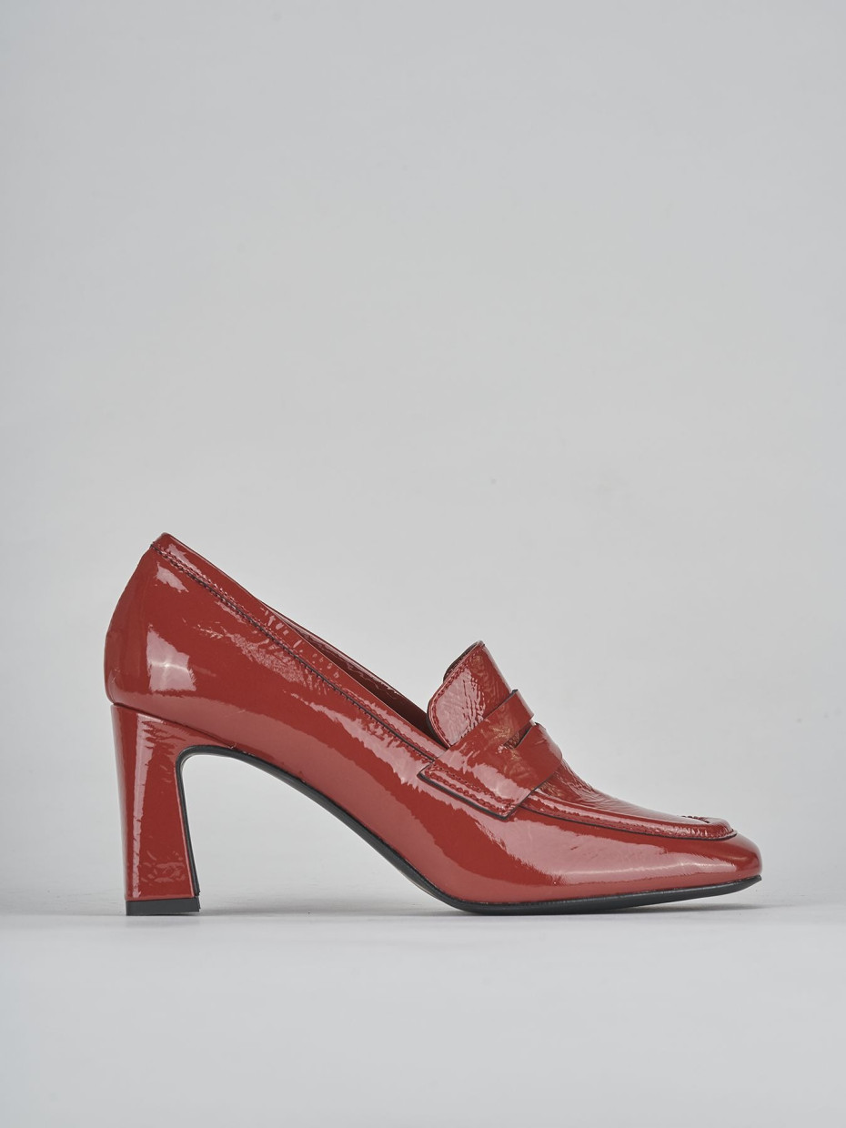 Mocasines tacón 6 cm rojo cuero