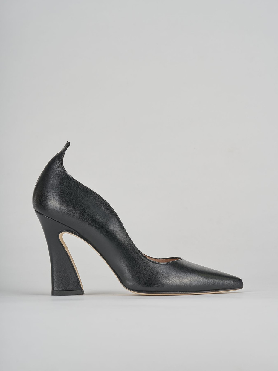 Zapatos de salón tacón 9 cm negro cuero