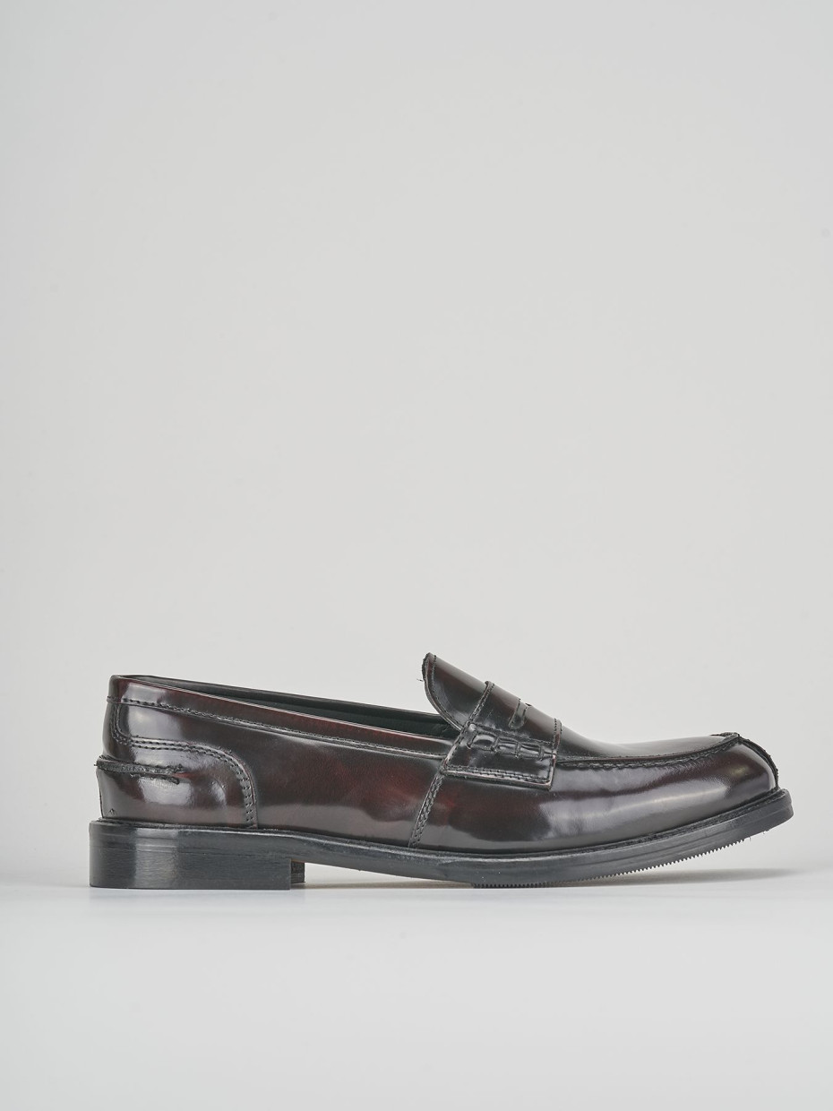Mocasines tacón 1 cm burdeos cuero
