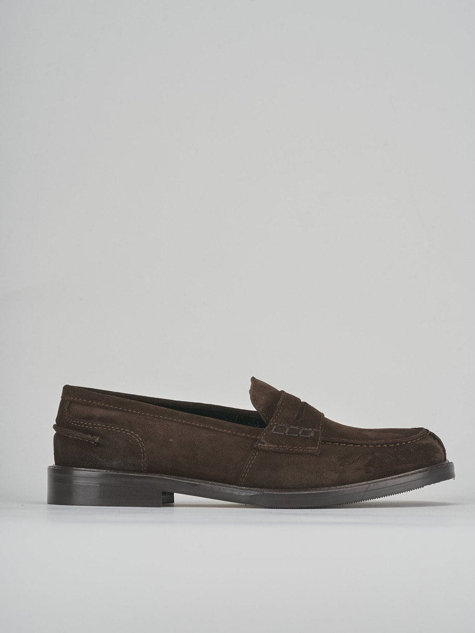 Mocasines tacón 1 cm marrón oscuro ante