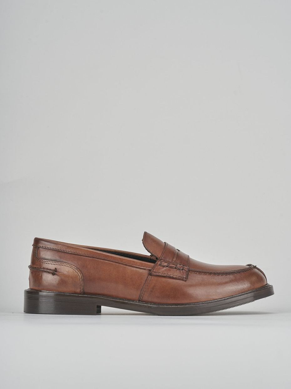 Loafers heel 1 cm brown leather