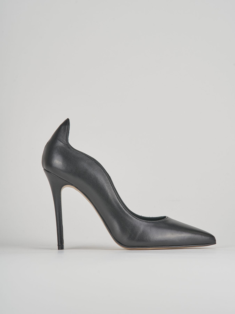 Zapatos de salón tacón 9 cm negro cuero