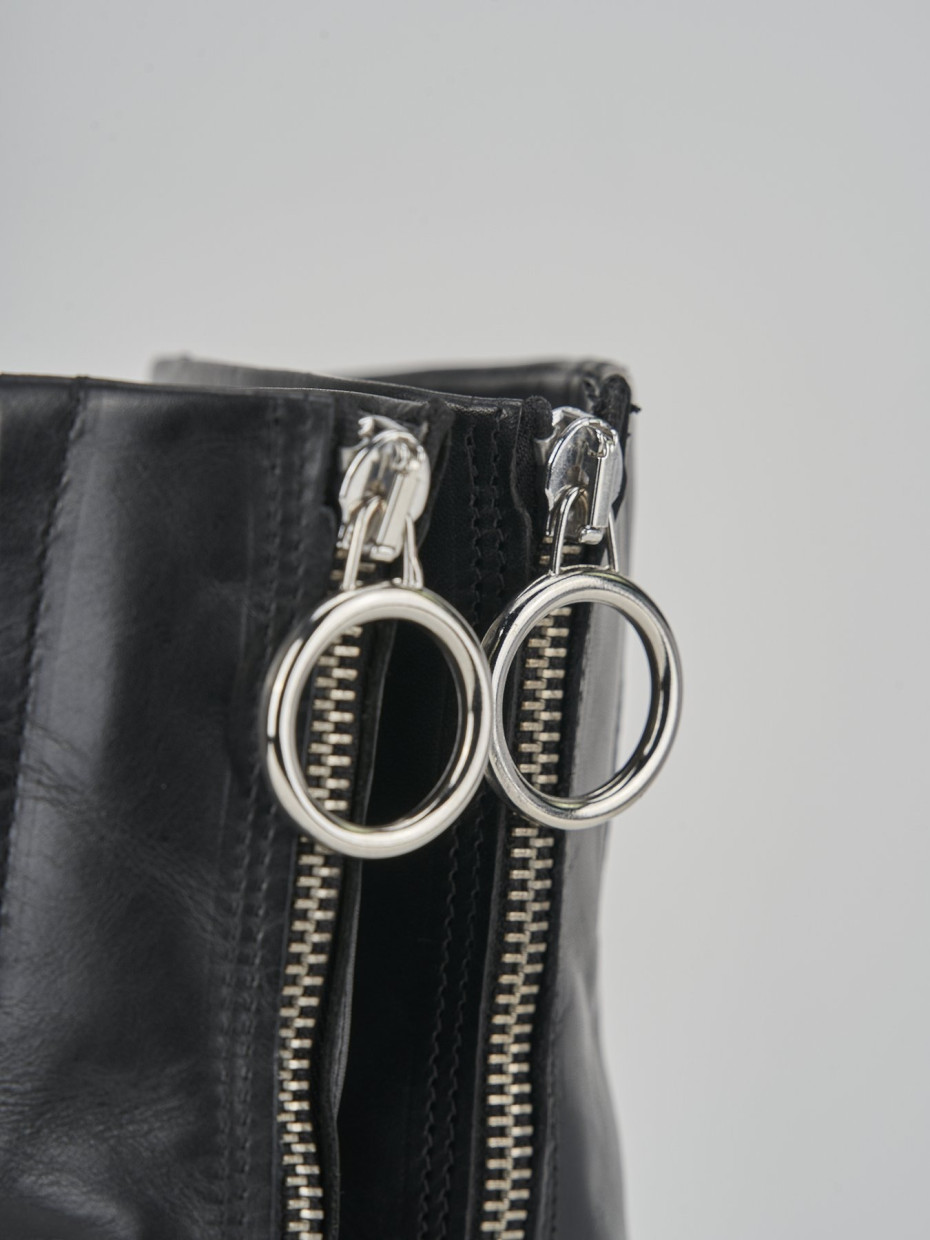 High heel ankle boots heel 6 cm black leather