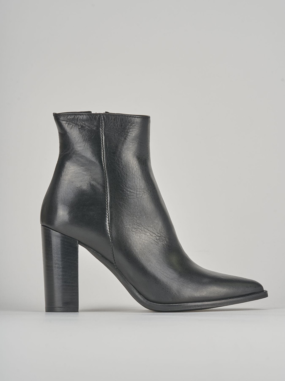 Botines de tacón alto tacón 8 cm negro cuero