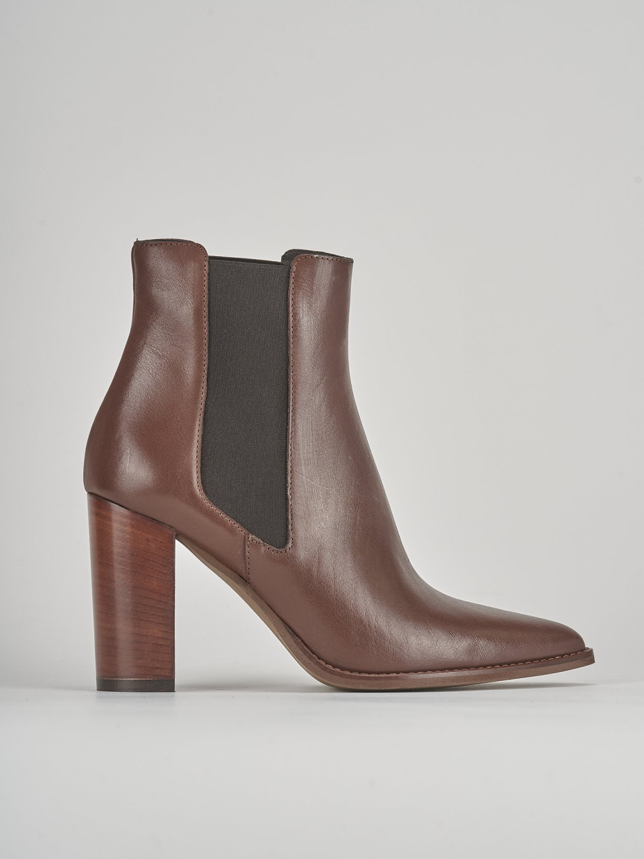 Botines de tacón alto tacón 9 cm marrón cuero