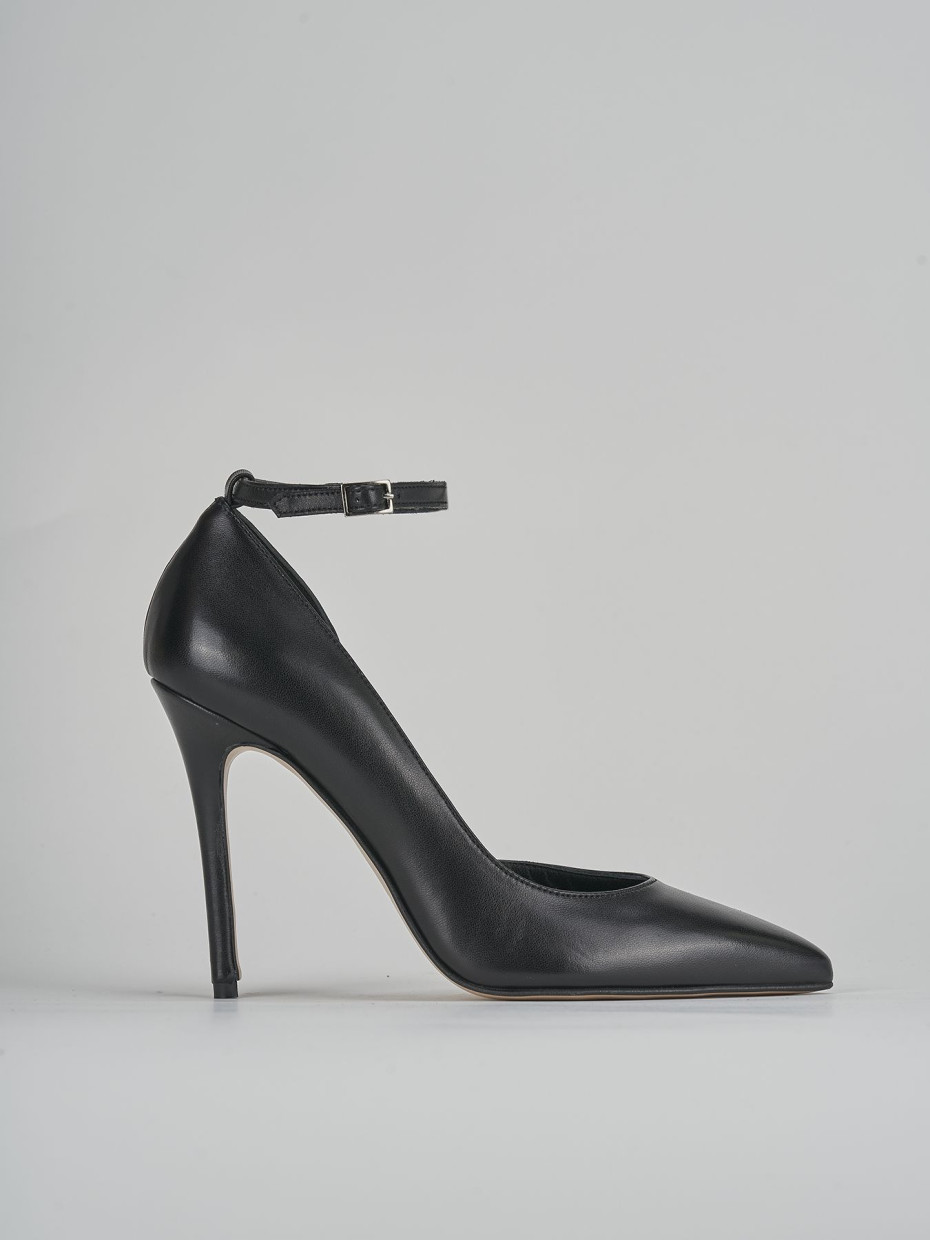 Zapatos de salón tacón 9 cm negro cuero
