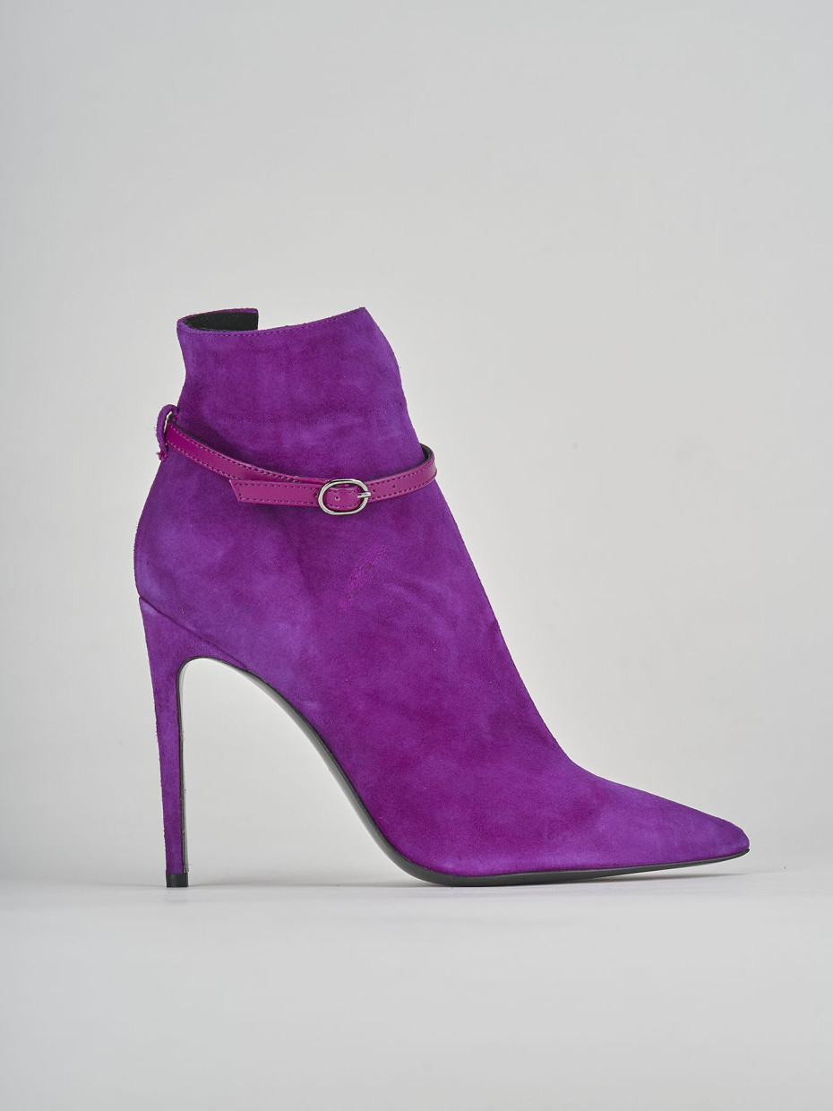 High heel ankle boots heel 10 cm violet chamois