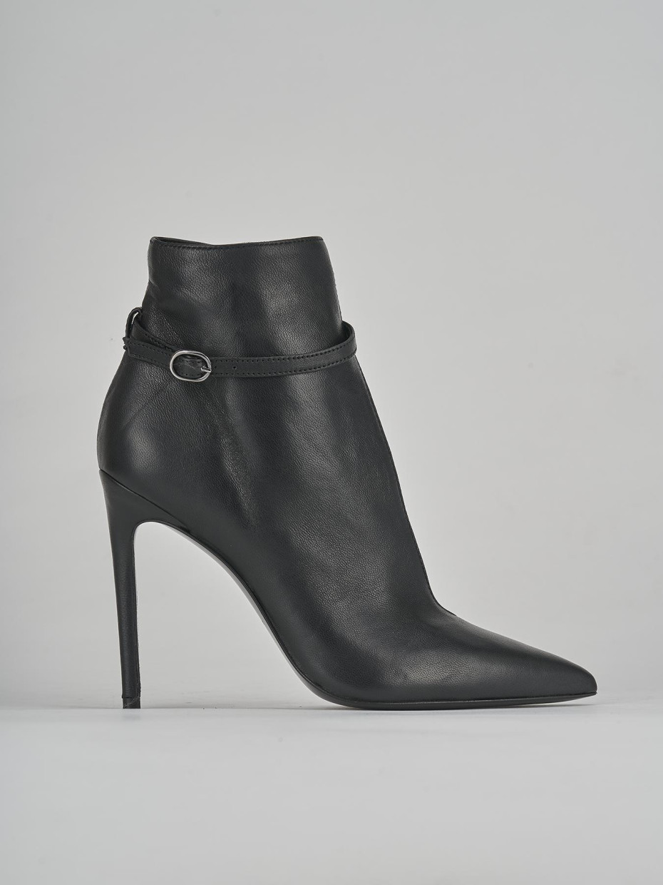 Botines de tacón alto tacón 10 cm negro cuero