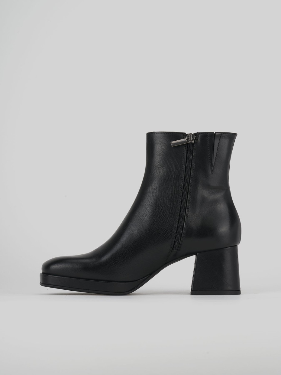 Botines de tacón alto tacón 6 cm negro cuero
