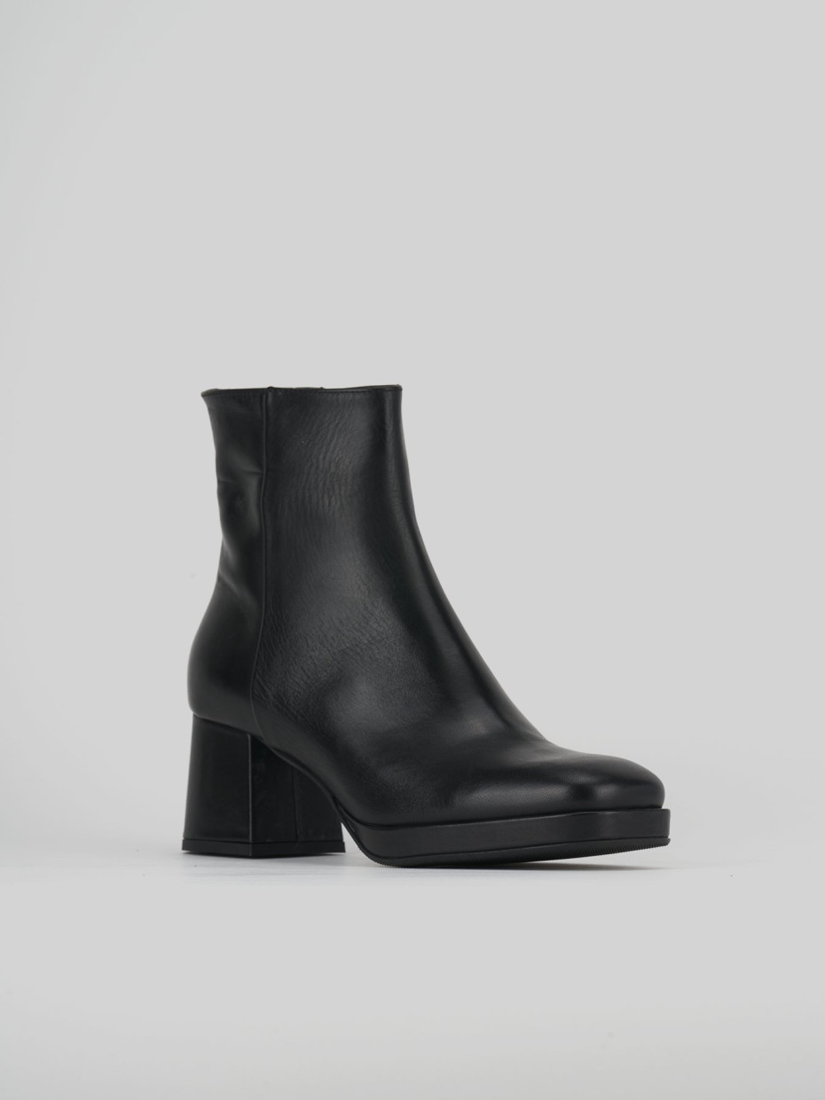 Botines de tacón alto tacón 6 cm negro cuero