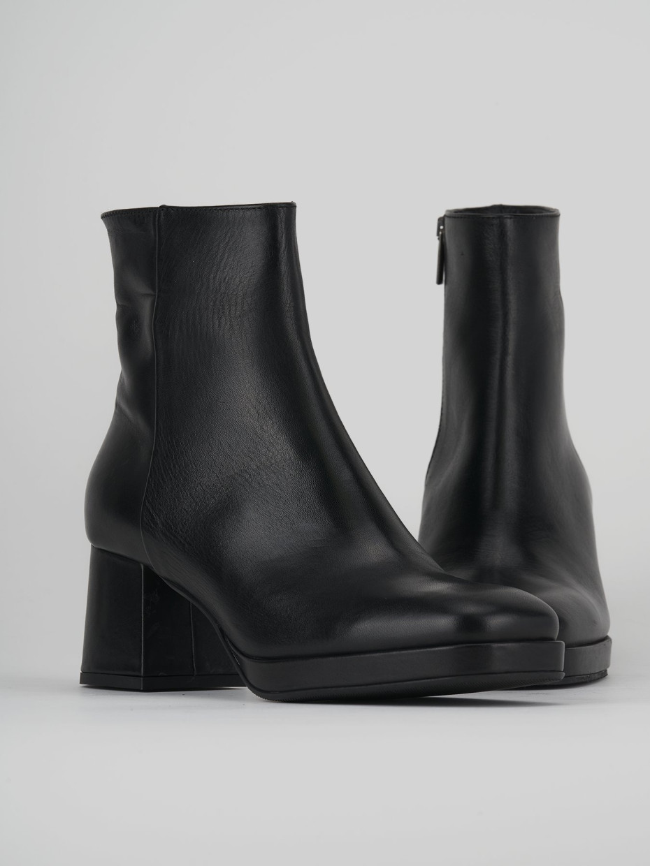 Botines de tacón alto tacón 6 cm negro cuero
