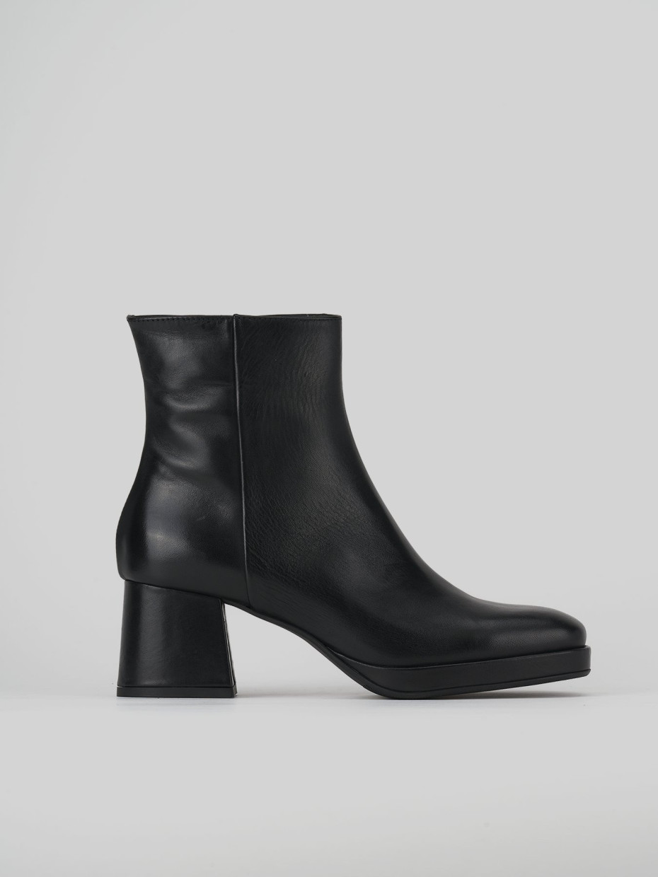 Botines de tacón alto tacón 6 cm negro cuero