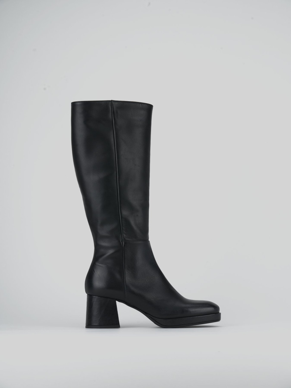 High heel boots heel 7 cm black leather