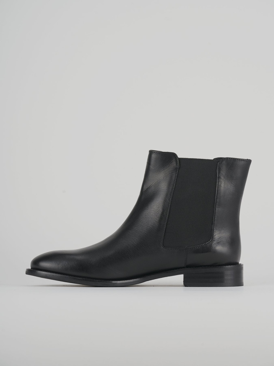 Botines de tacón bajo tacón 1 cm negro cuero