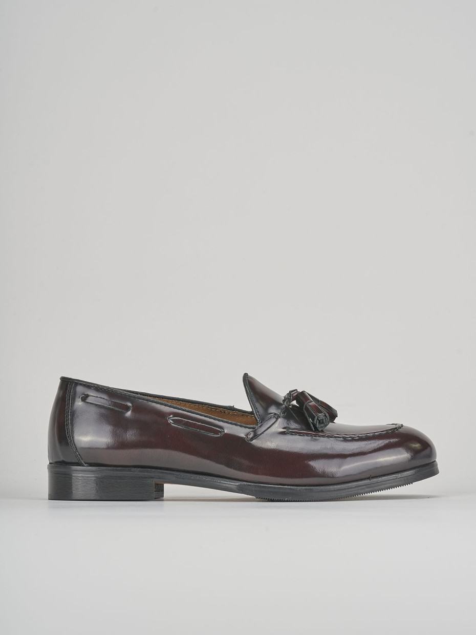 Mocasines tacón 1 cm burdeos cuero