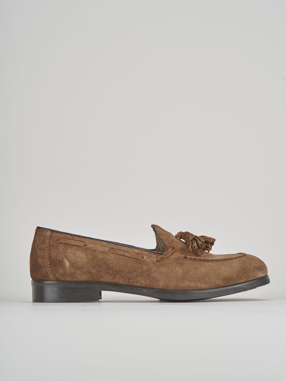 Mocasines tacón 1 cm marrón ante