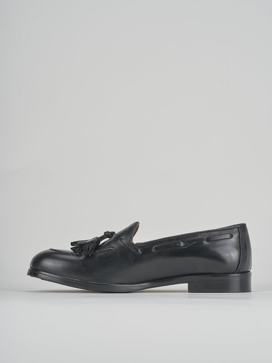 Mocasines tacón 1 cm negro cuero