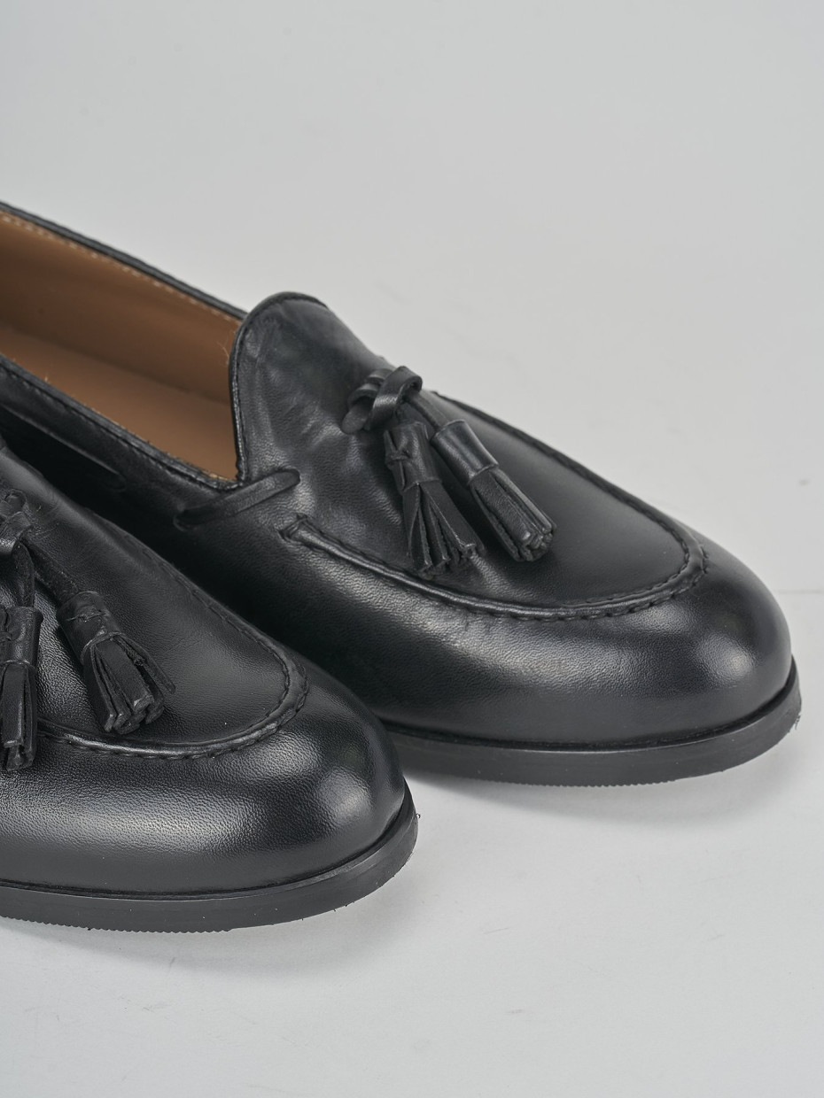 Mocasines tacón 1 cm negro cuero