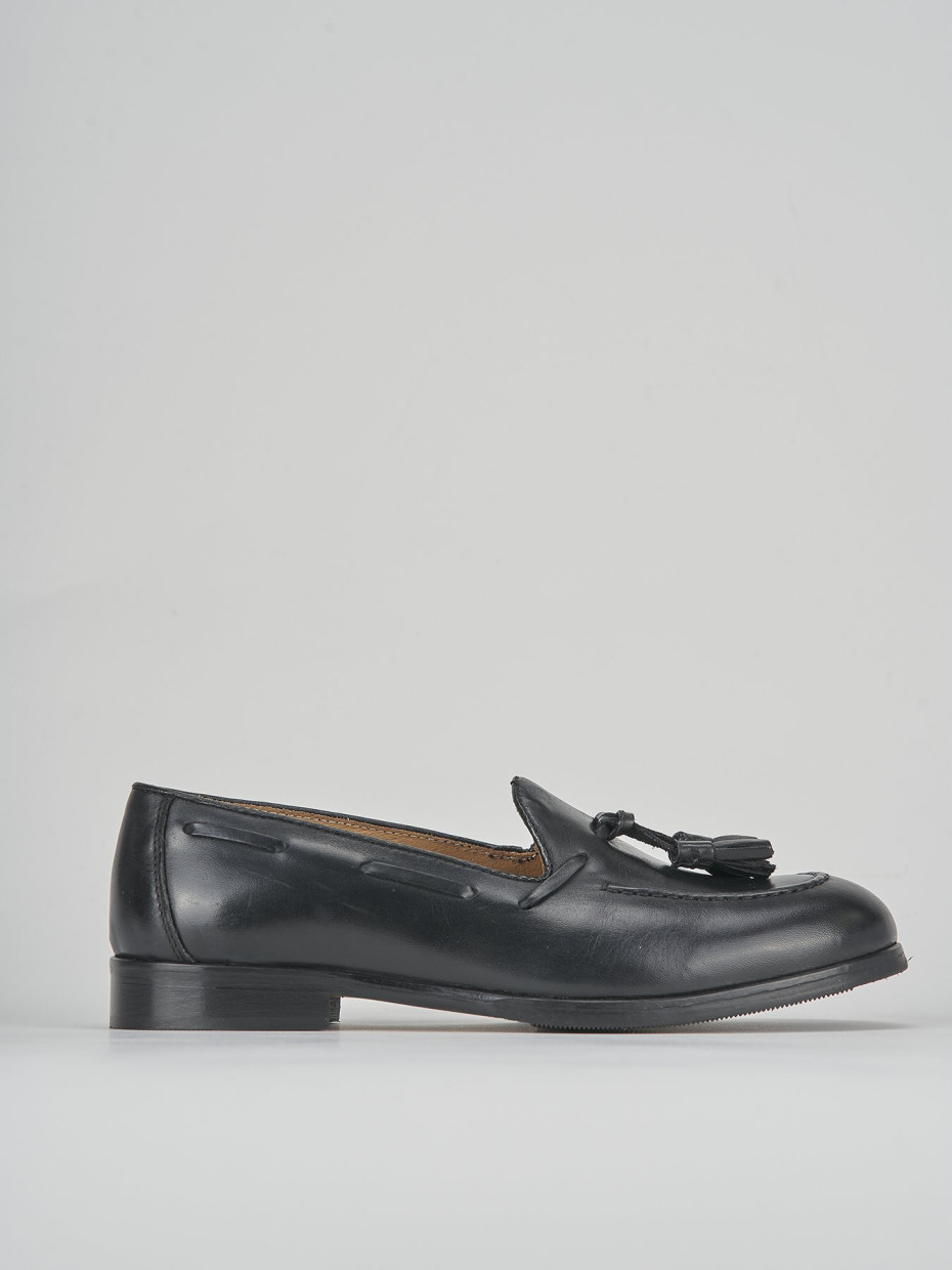 Mocasines tacón 1 cm negro cuero
