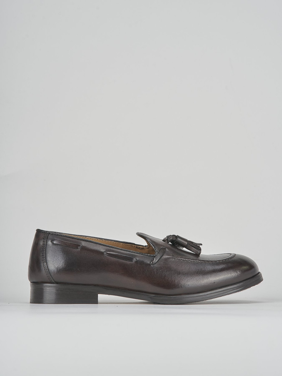Mocasines tacón 1 cm marrón oscuro cuero