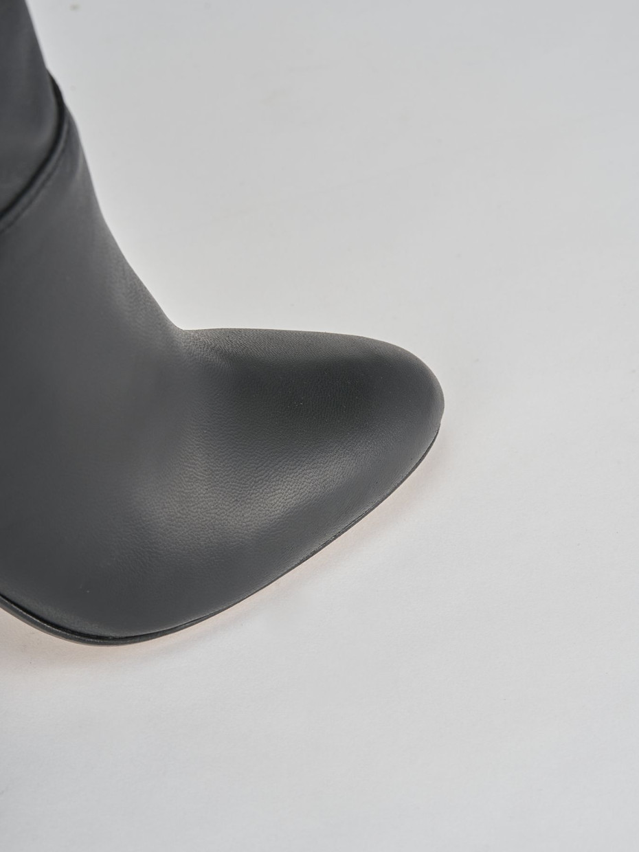 Botas de tacón alto tacón 9 cm negro cuero