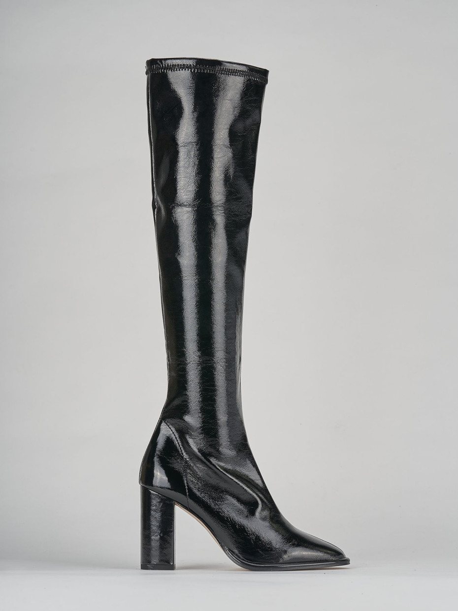 Botas de tacón alto tacón 9 cm negro charol