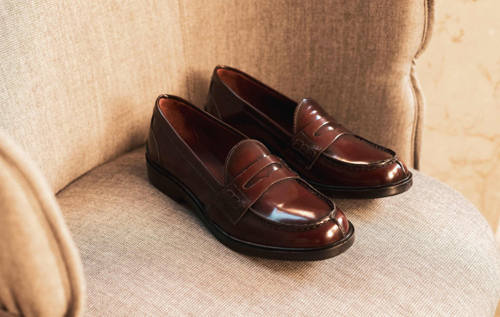 Mocasines tacón 3 cm burdeos cuero