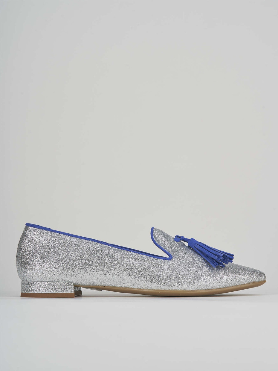 Bailarinas tacón 1 cm plata glitter