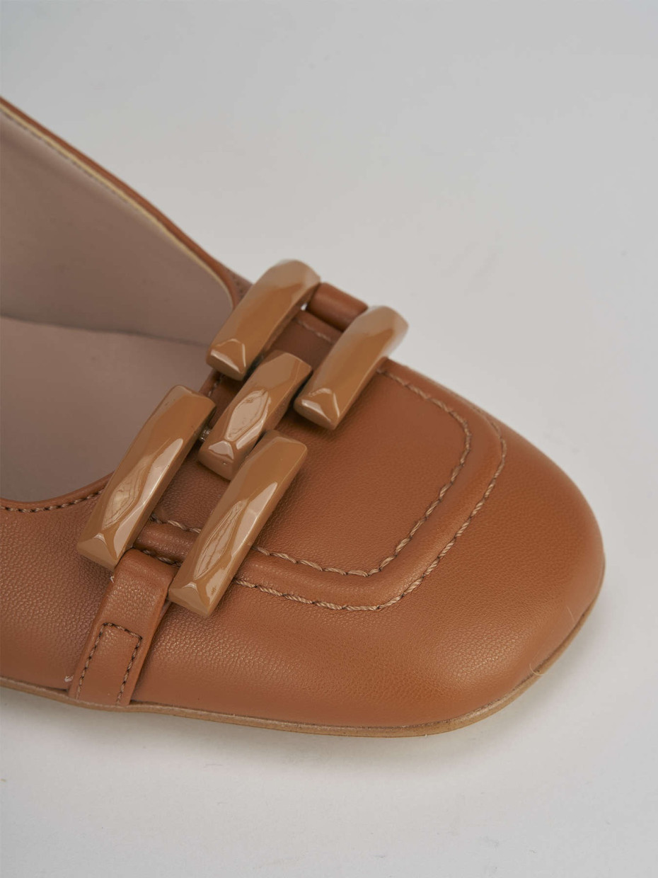 Slingback decolte tacco 6 cm  marrone pelle