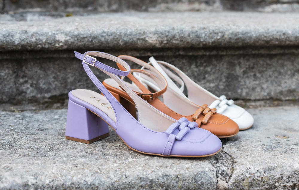 Slingback decolte tacco 6 cm  marrone pelle