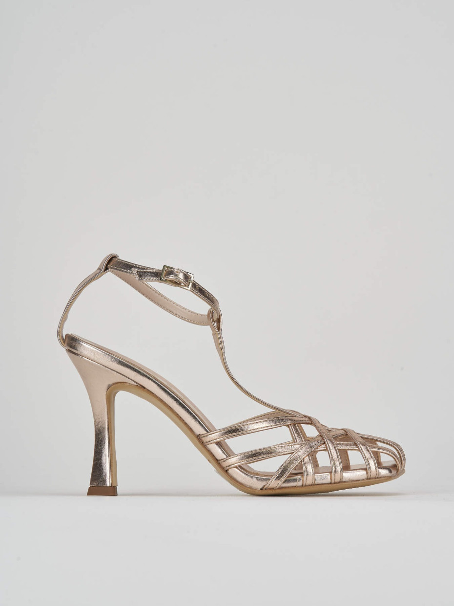 High heel sandals heel 8 cm bronze laminated