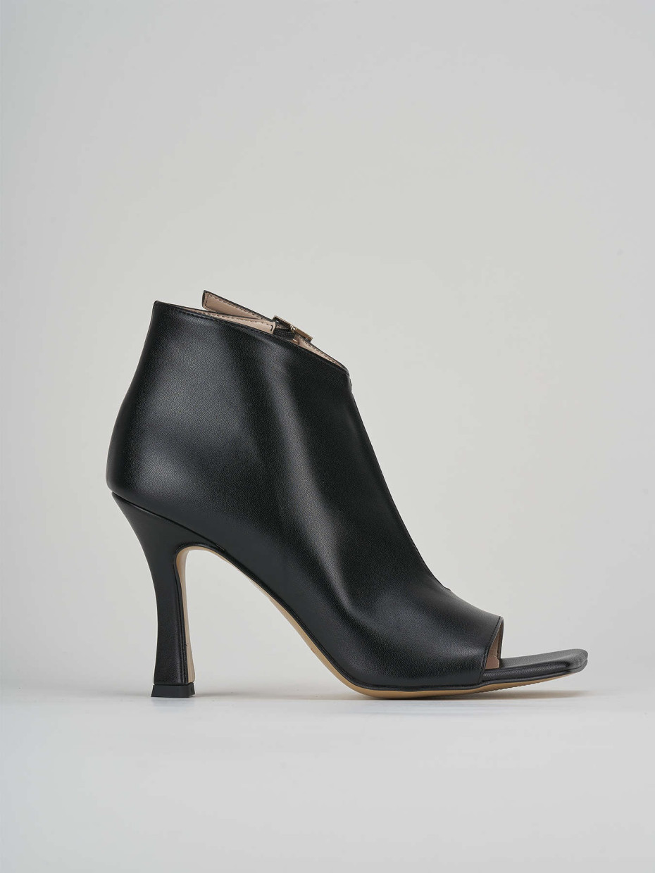 Sandalias de tacón alto tacón 8 cm negro cuero