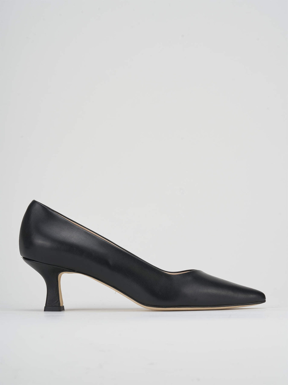 Zapatos de salón tacón 5 cm negro cuero