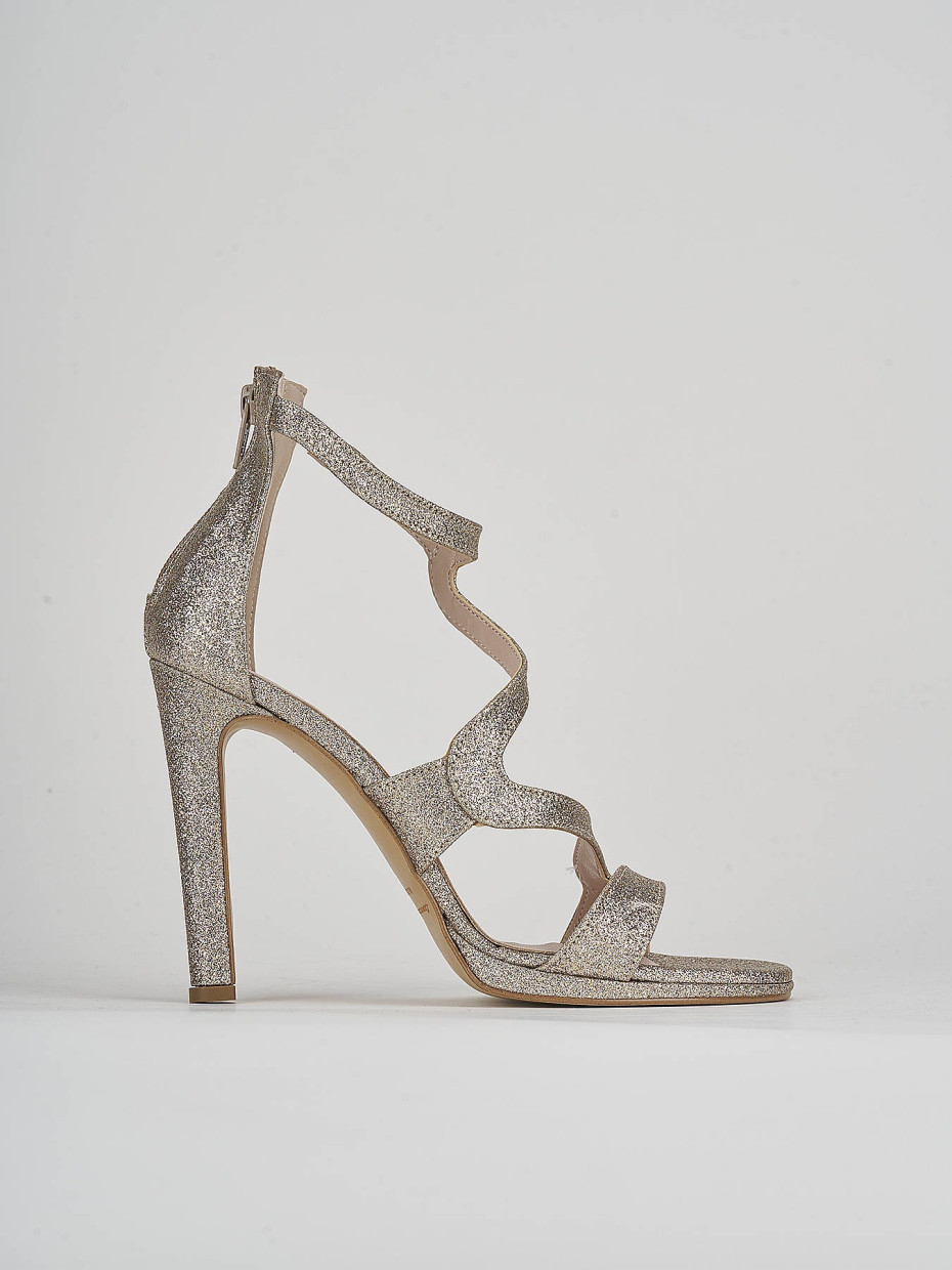 High heel sandals heel 7 cm gold glitter