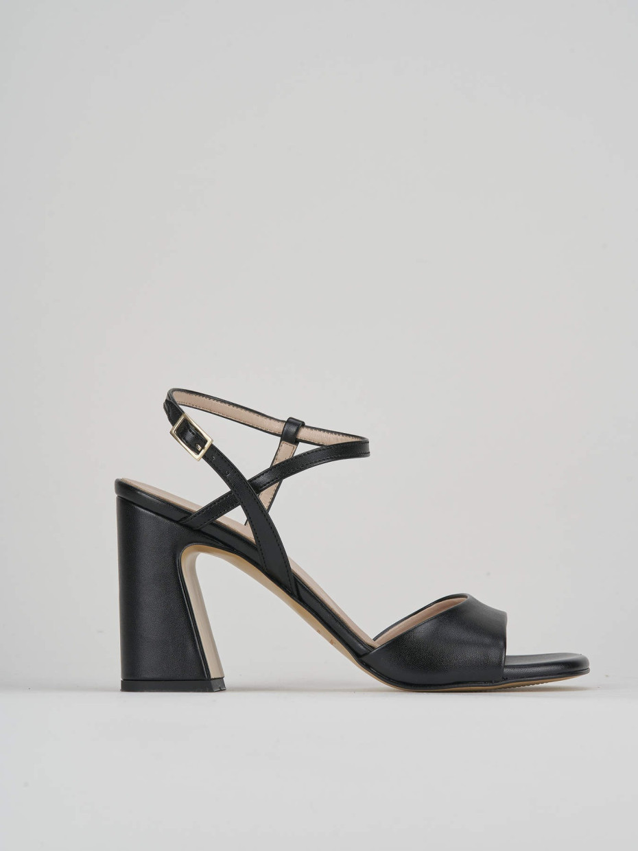 Sandalias de tacón alto tacón 7 cm negro cuero
