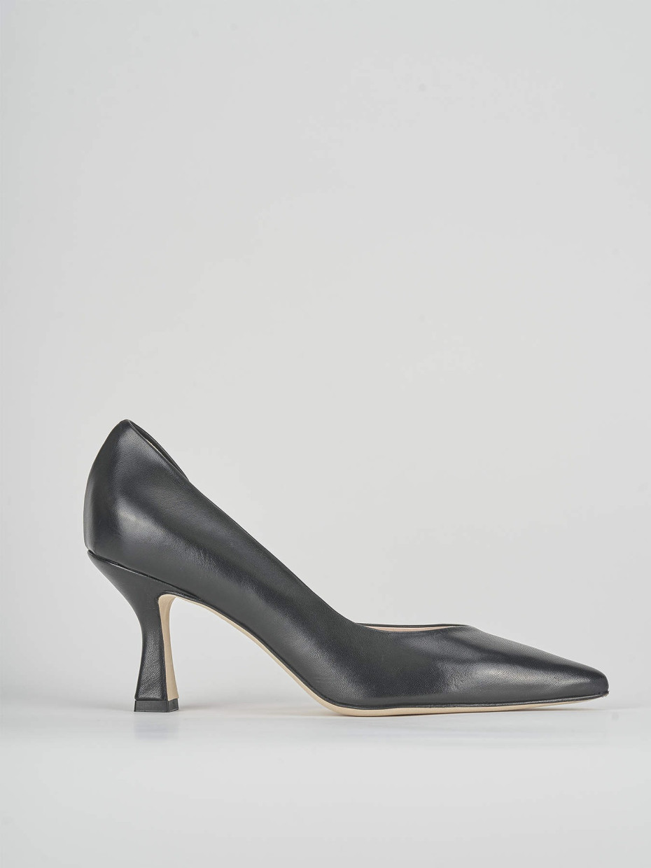 Zapatos de salón tacón 7 cm negro cuero